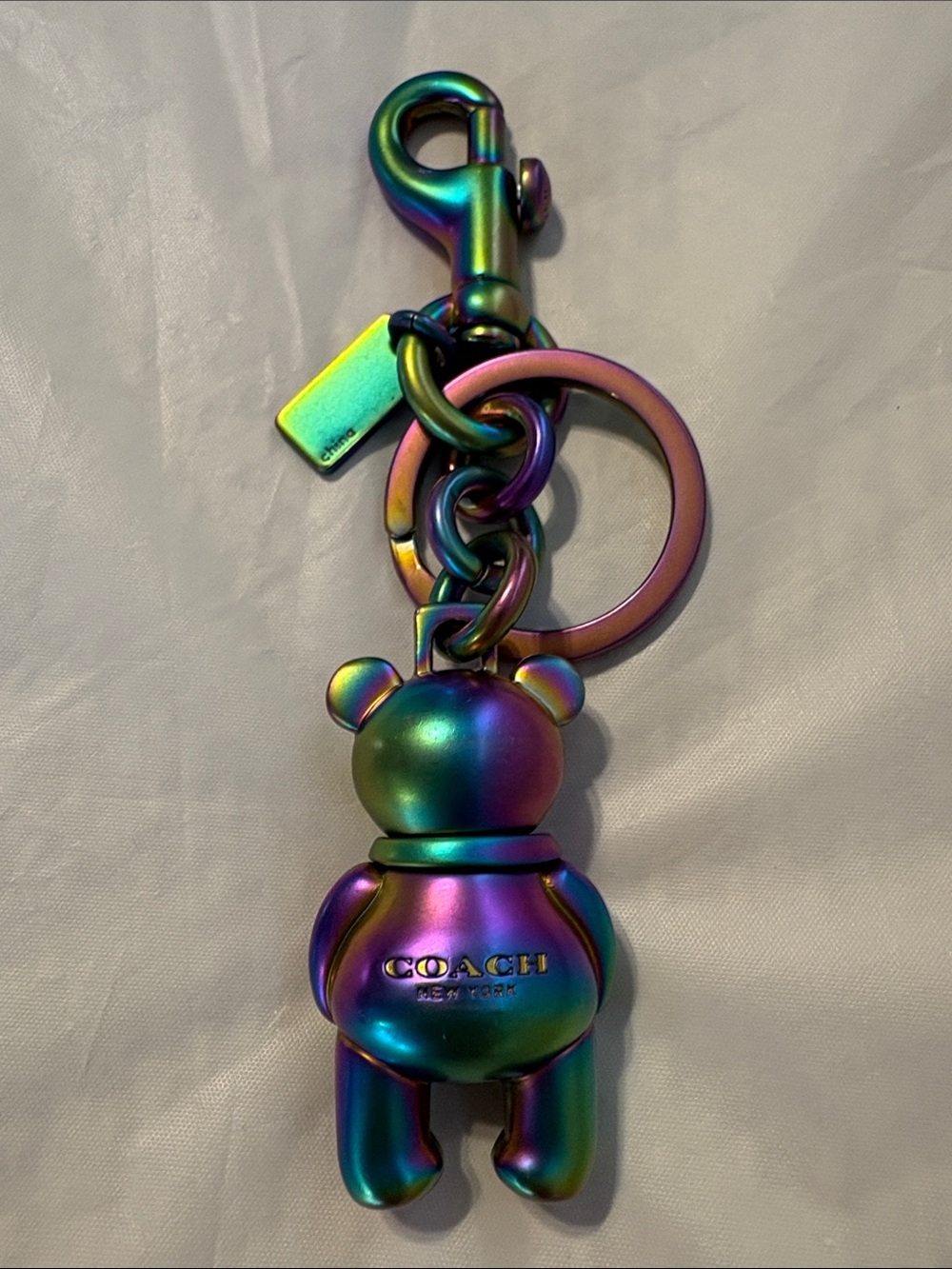 LIKE NEW Coach Hologram/Oil Slick Bear Keychain - Picture 2 of 7